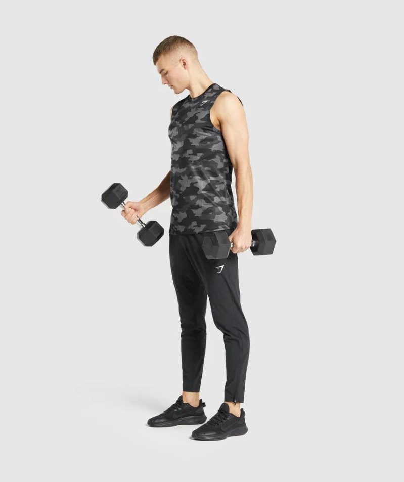 Men's Gymshark Arrival Sleeveless T-Shirts Camo | CA D1065N